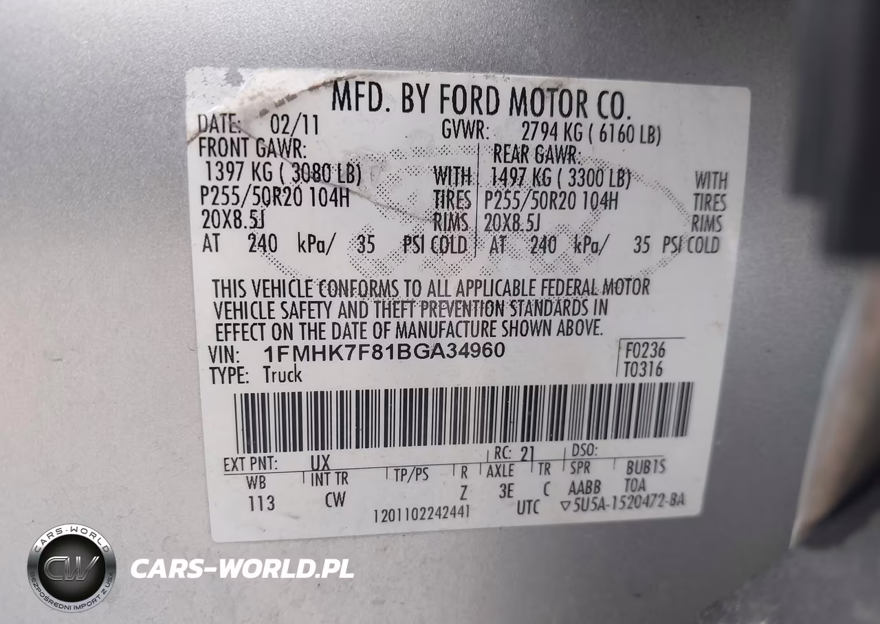 2011 Ford Explorer Limited VIN:1FMHK7F81BGA34960 - 9