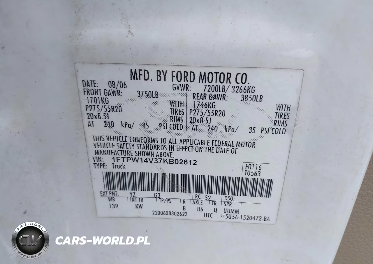 2007 Ford F-150 Fx4-Lariat-Xlt VIN:1FTPW14V37KB02612 - 9