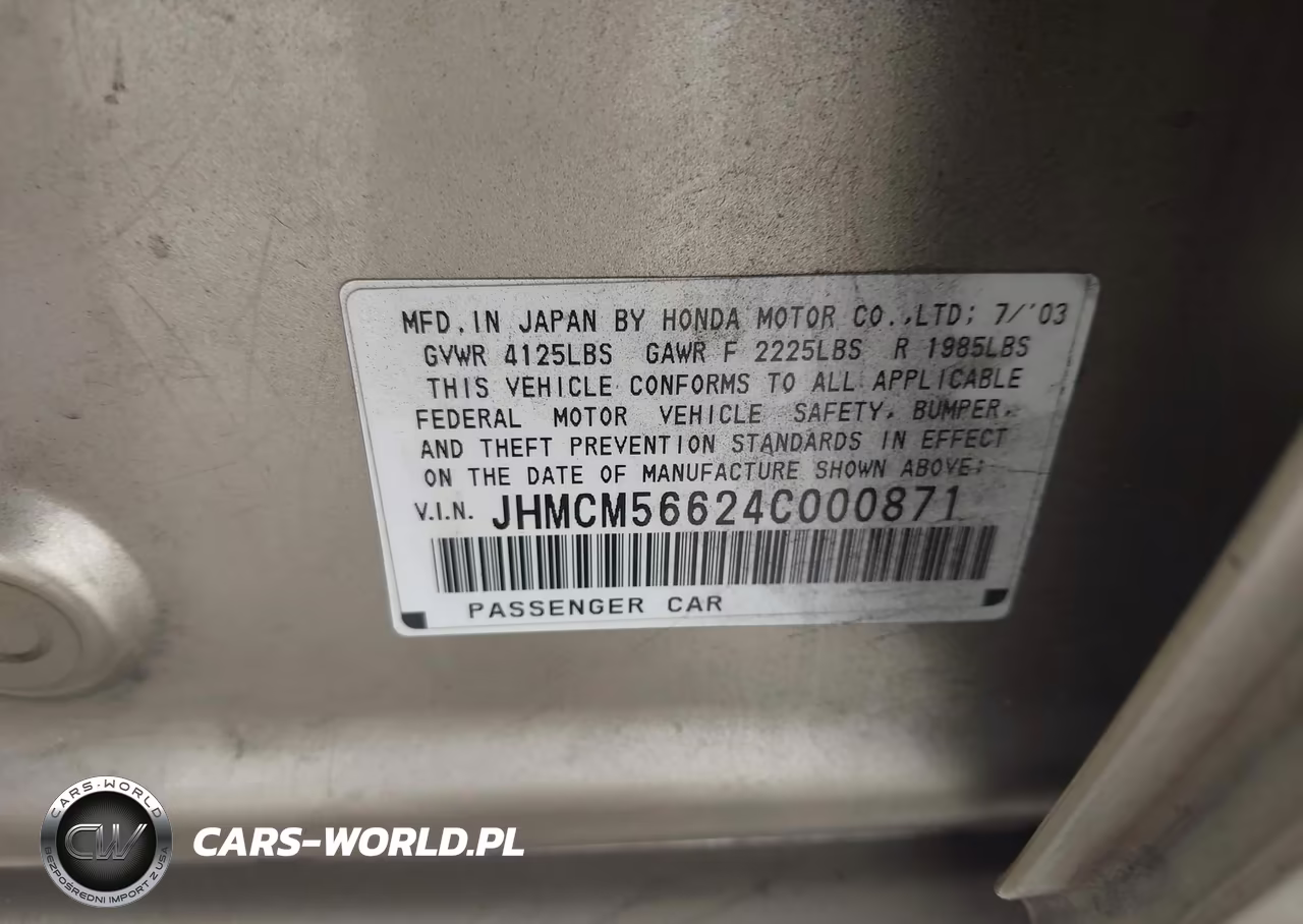 2004 Honda Accord 2.4 Ex VIN:JHMCM56624C000871 - 9