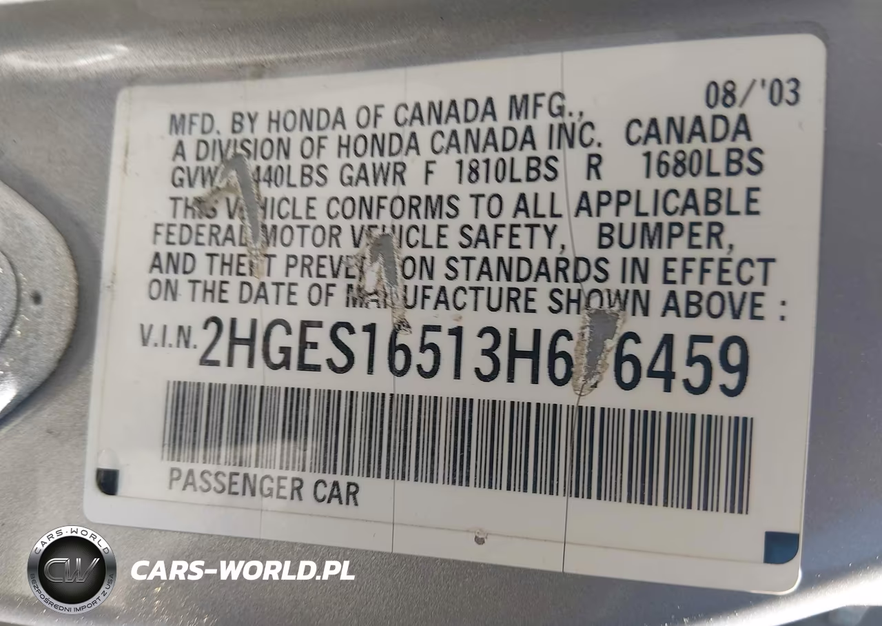 2003 Honda Civic Lx VIN:2HGES16513H616459 - 9