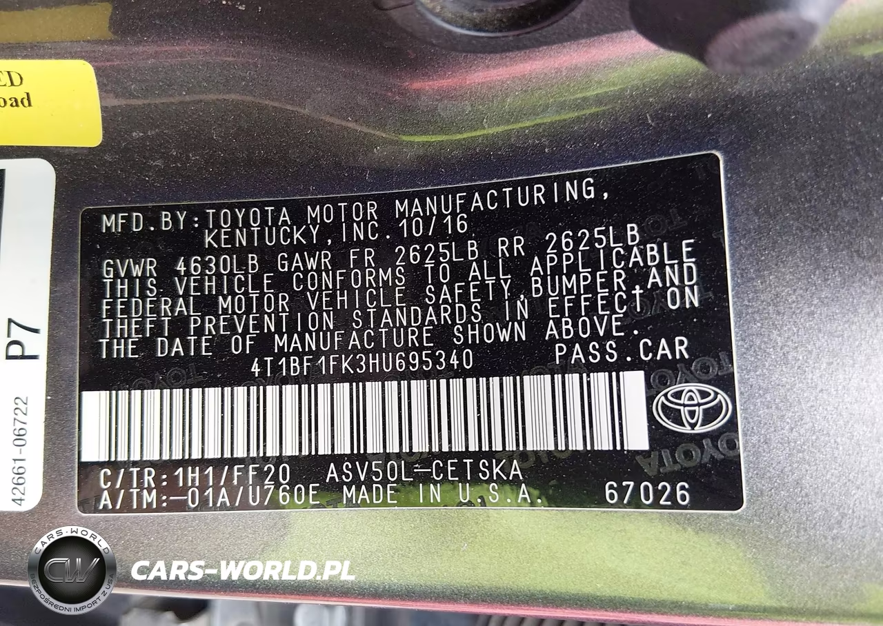 2017 Toyota Camry Se VIN:4T1BF1FK3HU695340 - 9
