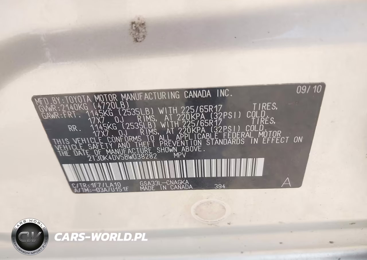 2011 Toyota Rav4 Limited V6 VIN:2T3DK4DV5BW038282 - 9