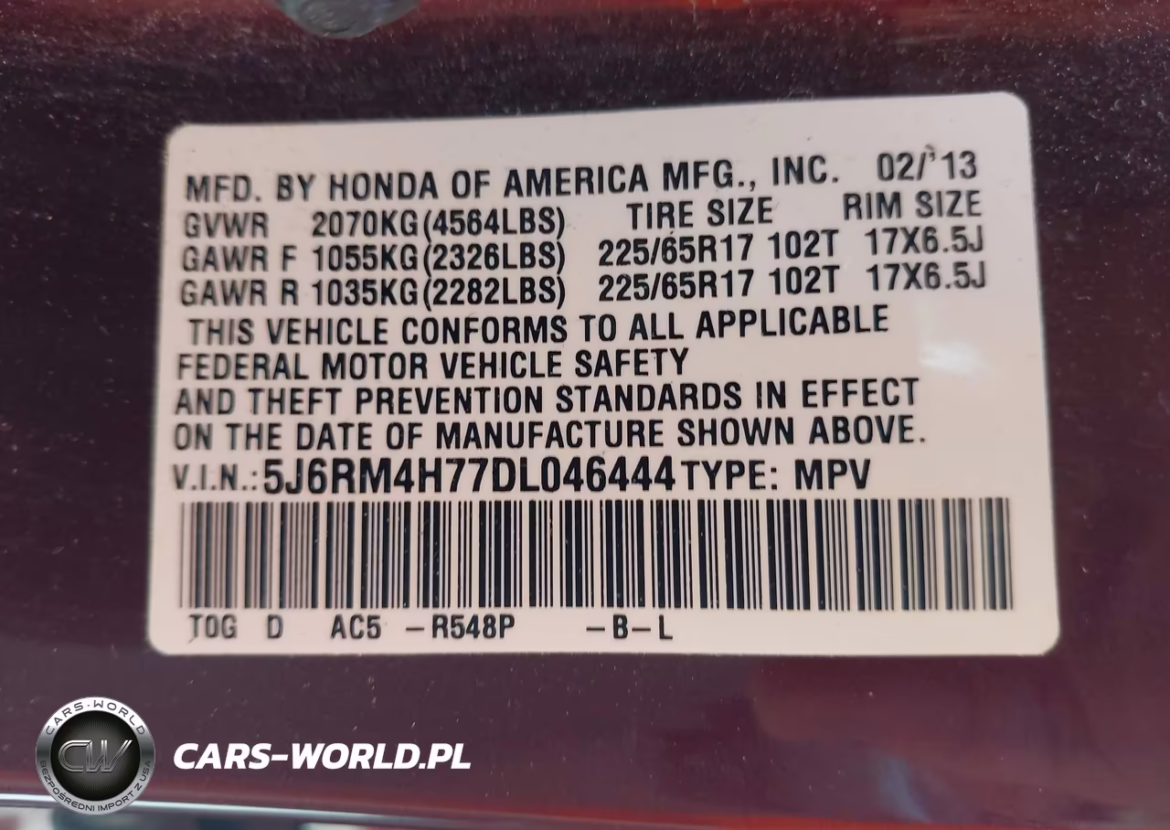 2013 Honda Cr-V Ex-L VIN:5J6RM4H77DL046444 - 9