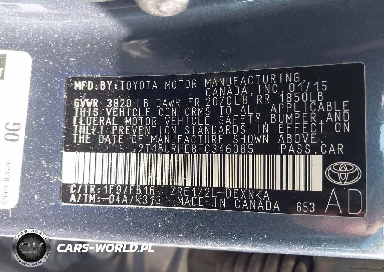 2015 Toyota Corolla Le VIN:2T1BURHE8FC346085 - 9