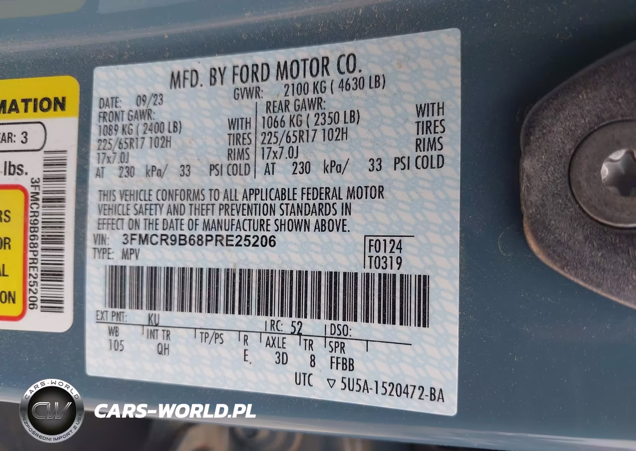 2023 Ford Bronco Sport Big Bend VIN:3FMCR9B68PRE25206 - 9