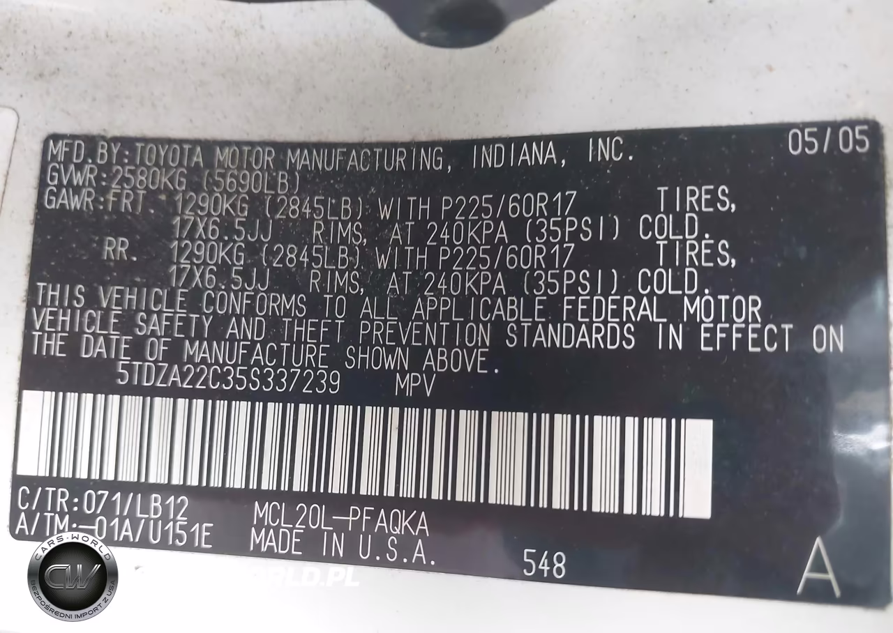 2005 Toyota Sienna Xle VIN:5TDZA22C35S337239 - 9