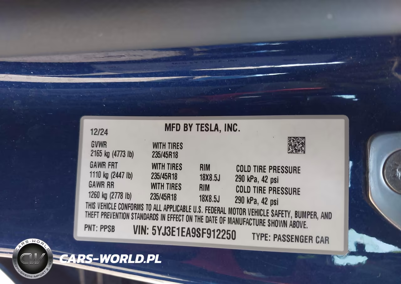 2025 Tesla Model 3 VIN:5YJ3E1EA9SF912250 - 9