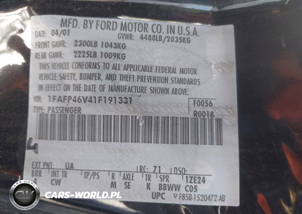 2001 Ford Mustang Cobra VIN:1FAFP46V41F191331 - 9