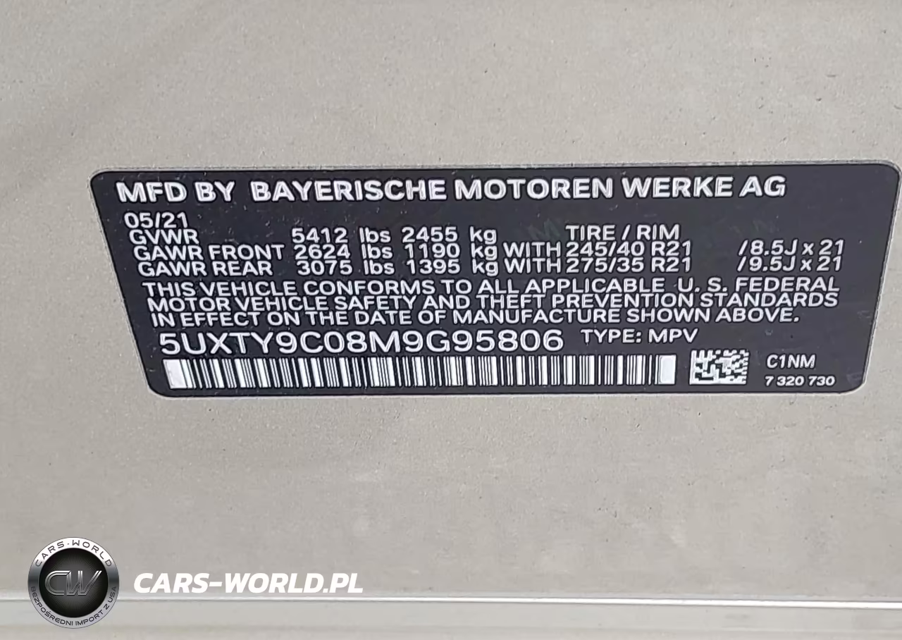 2021 BMW X3 M40I VIN:5UXTY9C08M9G95806 - 9