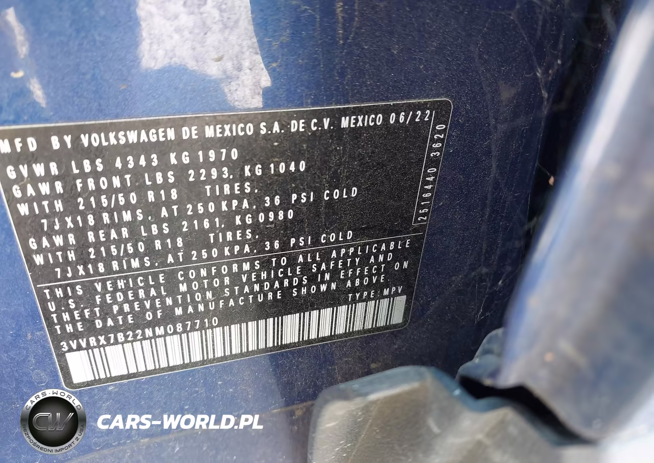 2022 Volkswagen Taos 1.5T Se VIN:3VVRX7B22NM087710 - 9