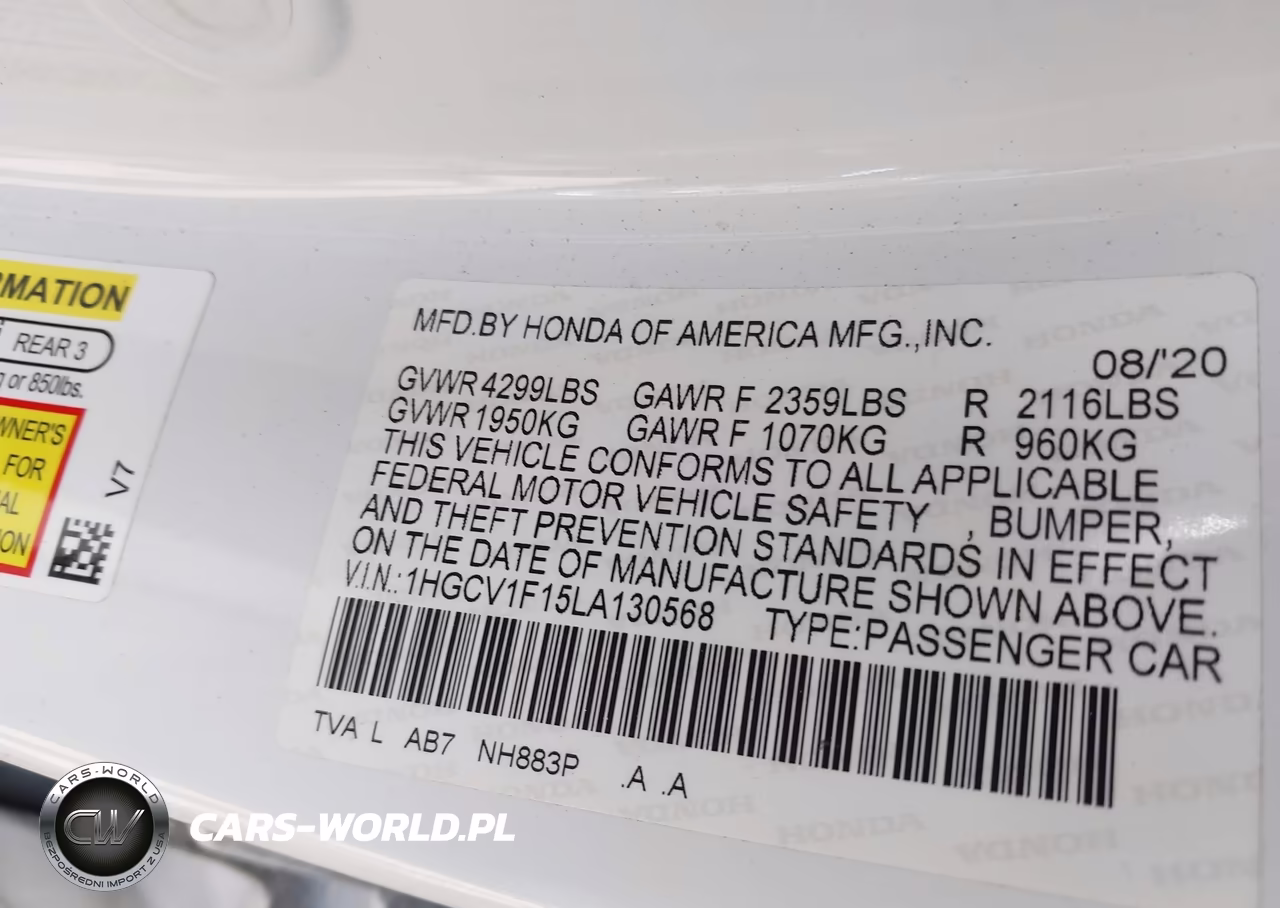 2020 Honda Accord Lx VIN:1HGCV1F15LA130568 - 9