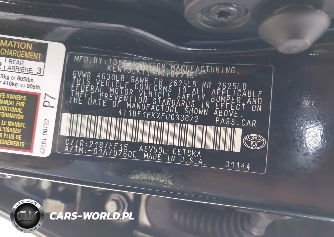 2015 Toyota Camry Se VIN:4T1BF1FKXFU033672 - 9
