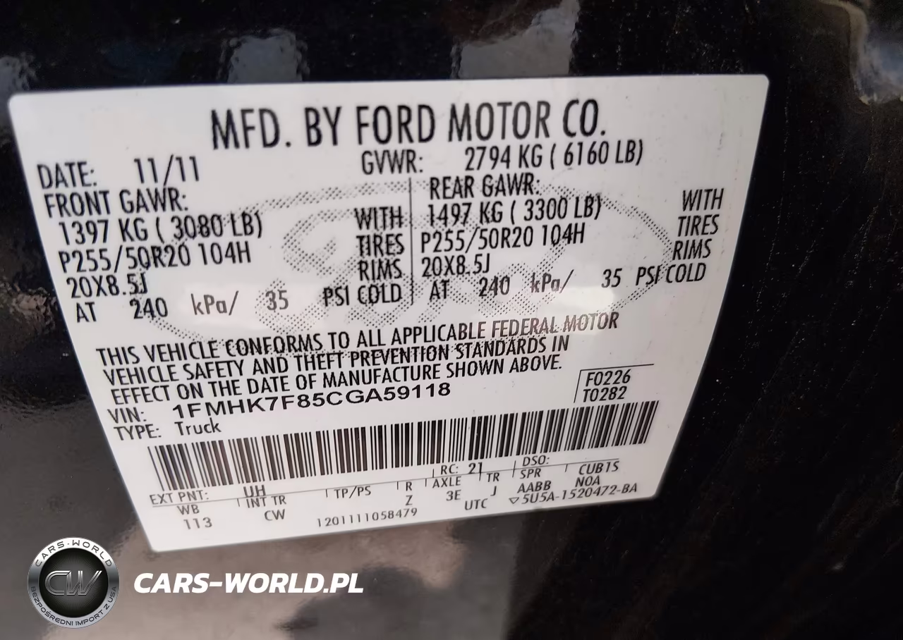 2012 Ford Explorer Limited VIN:1FMHK7F85CGA59118 - 9