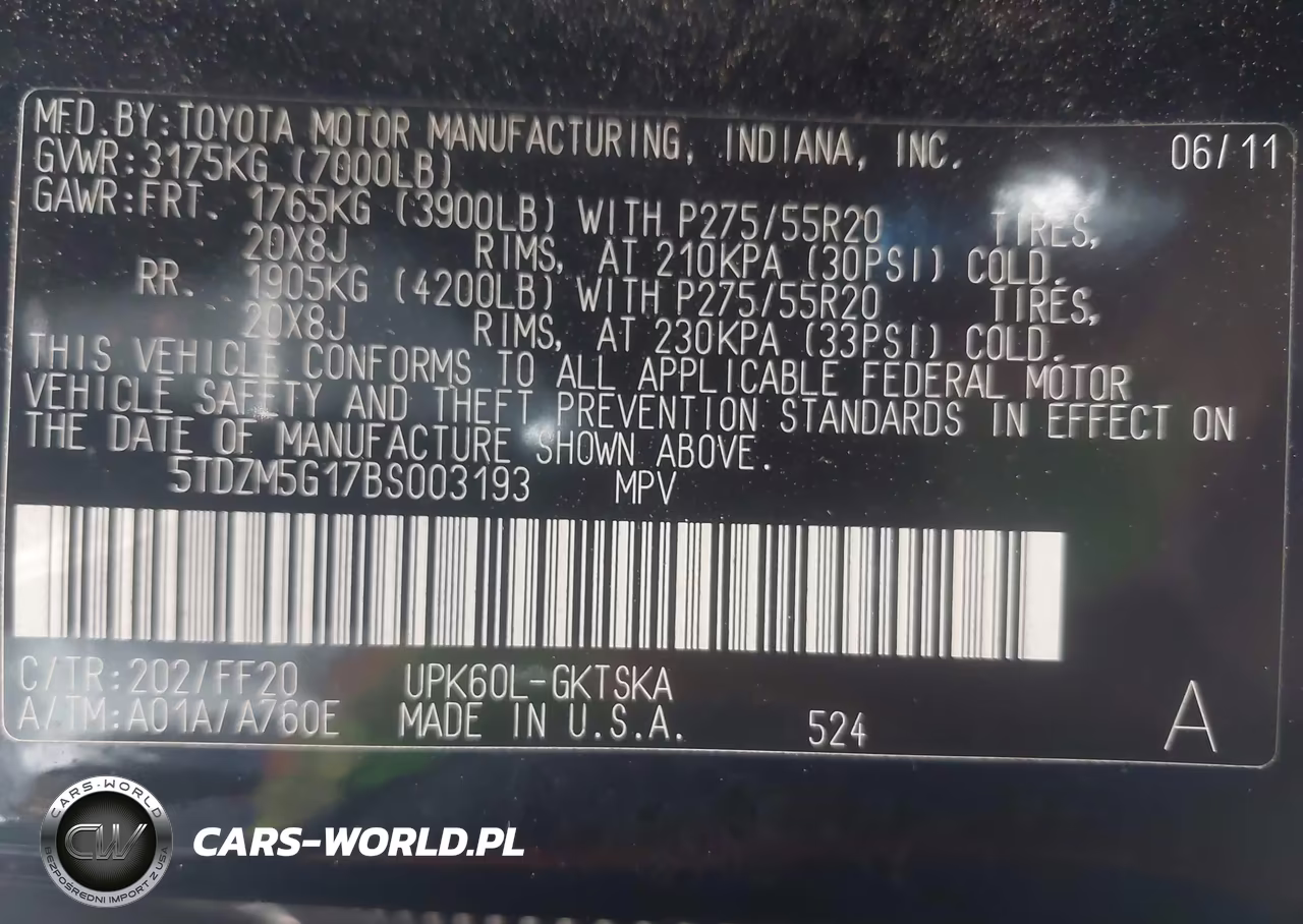 2011 Toyota Sequoia Sr5 4.6L V8 VIN:5TDZM5G17BS003193 - 9