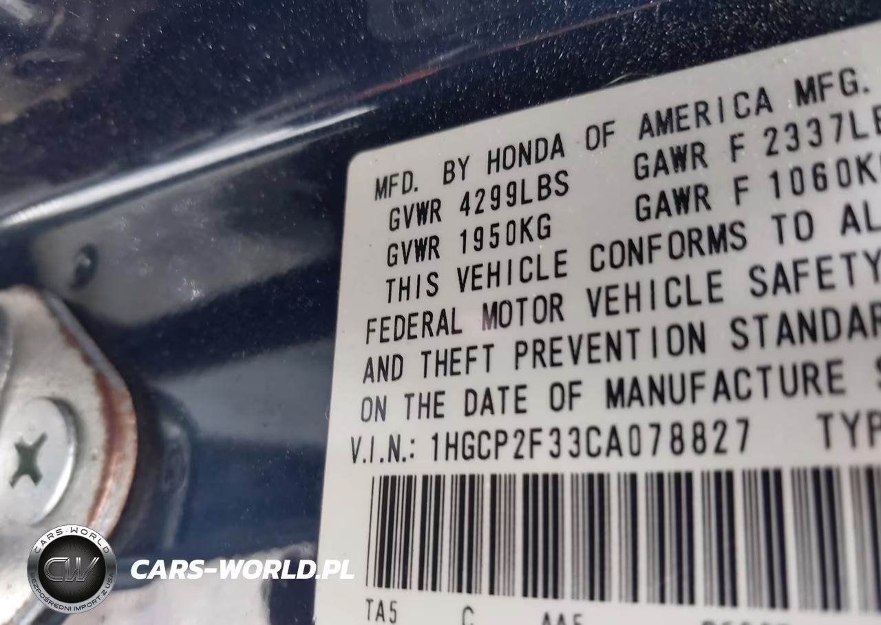 2012 Honda Accord Sdn Lx VIN:1HGCP2F33CA078827 - 9