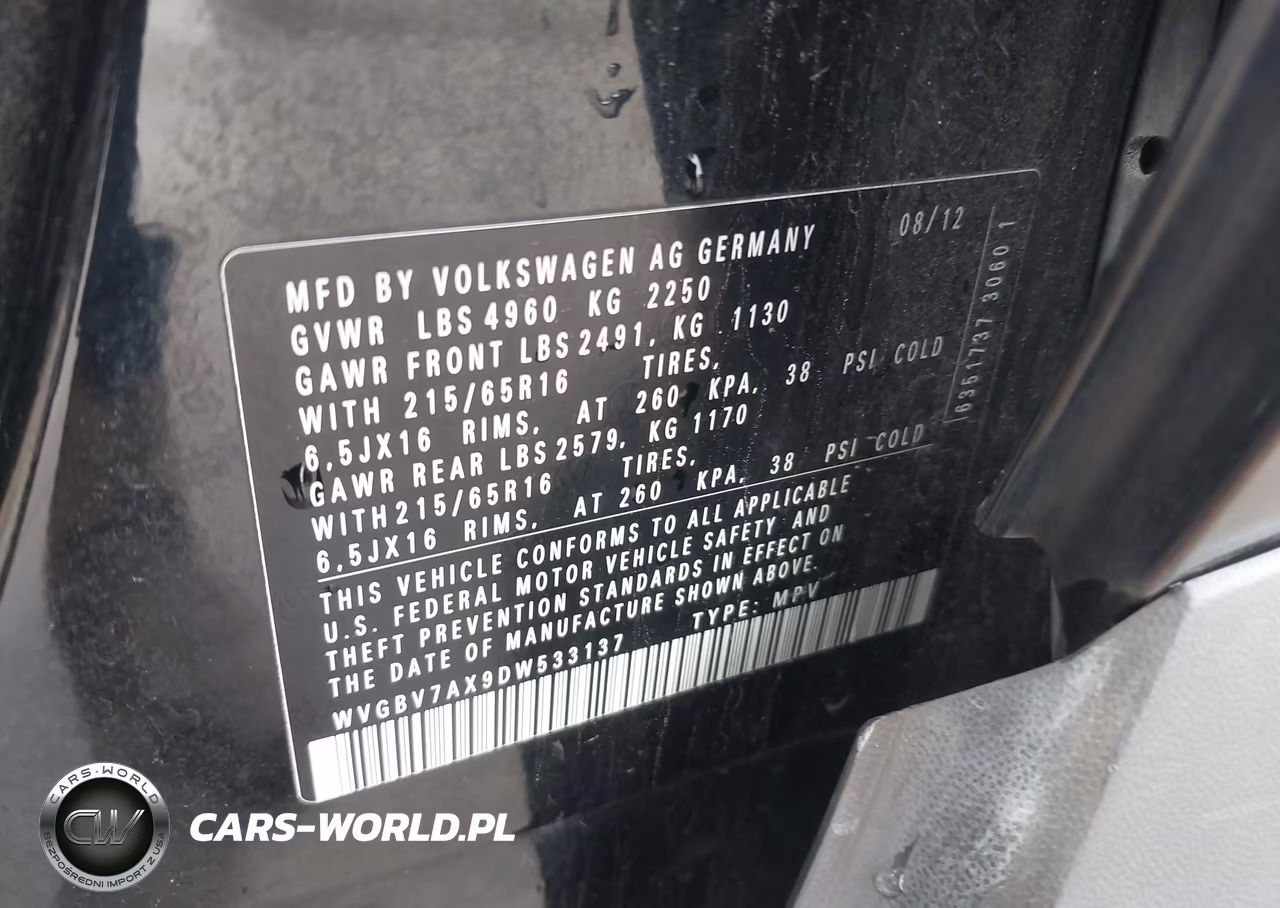 2013 Volkswagen Tiguan S VIN:WVGBV7AX9DW533137 - 9