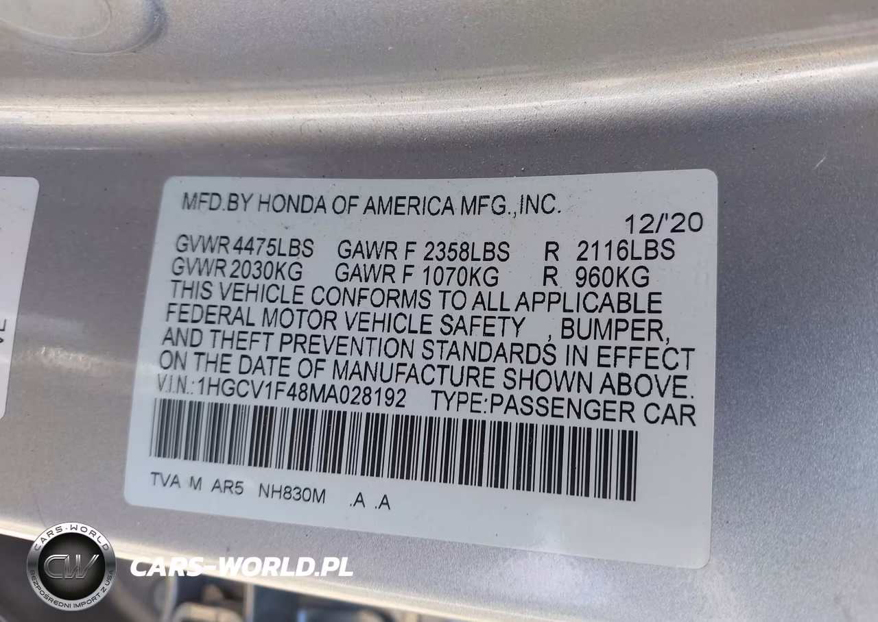 2021 Honda Accord Sport Special Edition VIN:1HGCV1F48MA028192 - 9