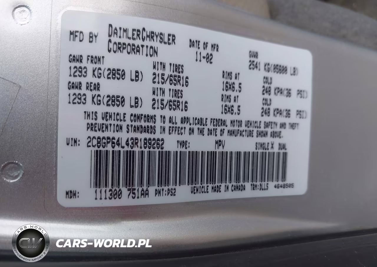2003 Chrysler Town & Country Limited VIN:2C8GP64L43R189262 - 9