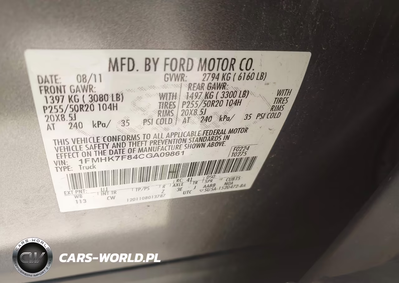 2012 Ford Explorer Limited VIN:1FMHK7F84CGA09861 - 9
