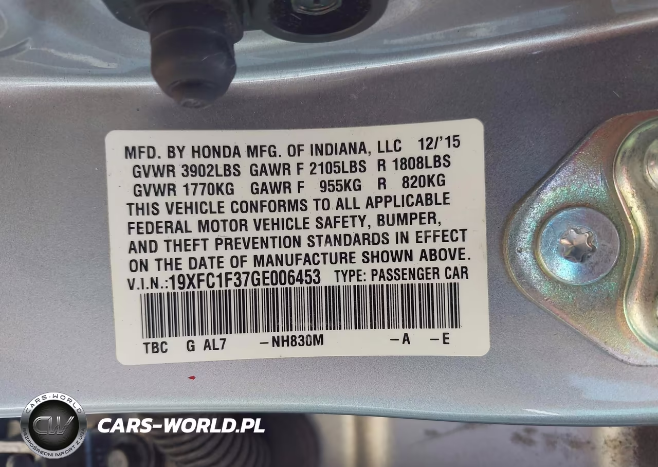 2016 Honda Civic Ex-T VIN:19XFC1F37GE006453 - 9
