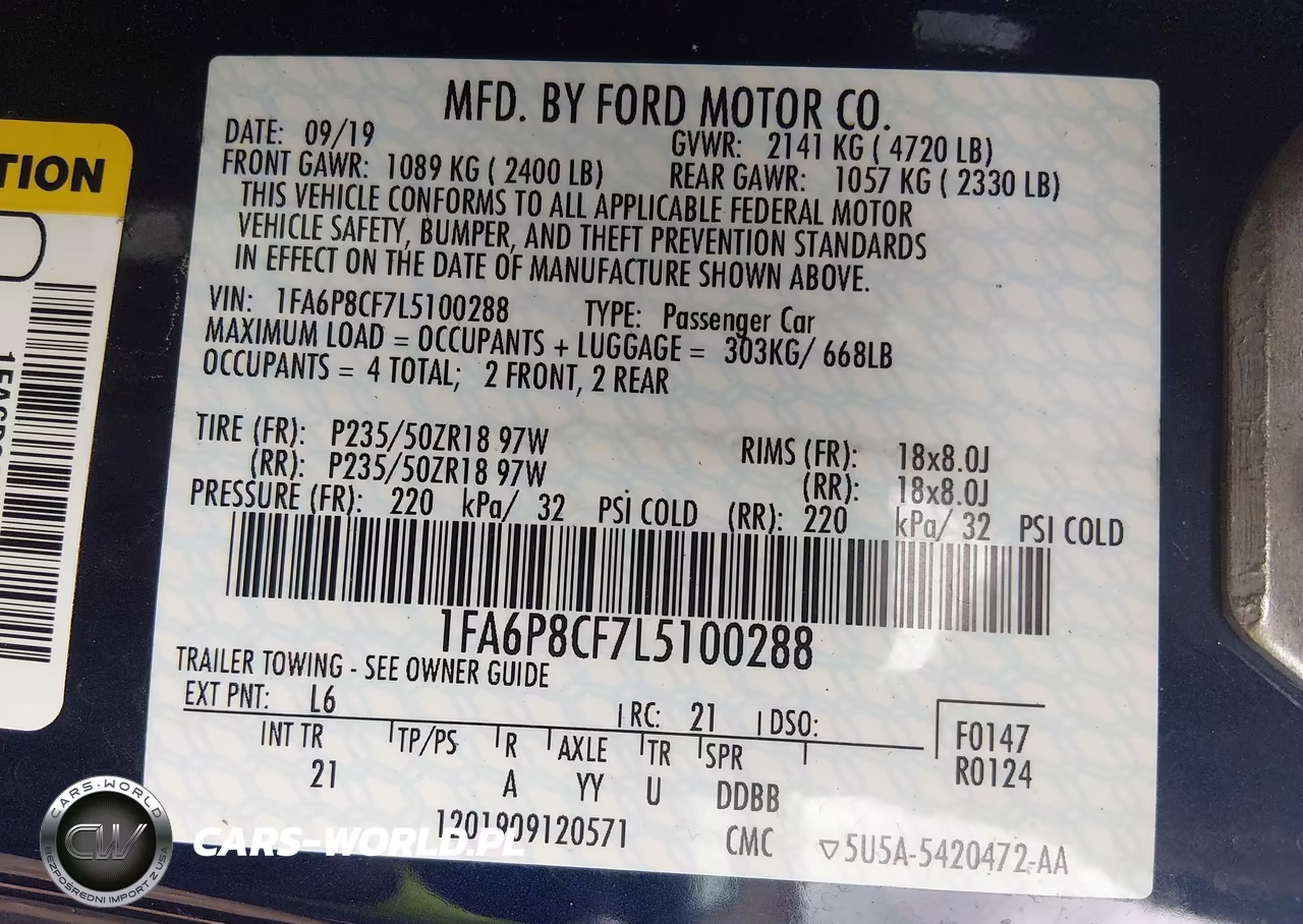 2020 Ford Mustang Gt Fastback VIN:1FA6P8CF7L5100288 - 9