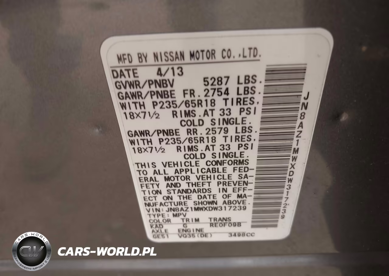 2013 Nissan Murano Sl VIN:JN8AZ1MWXDW317239 - 9