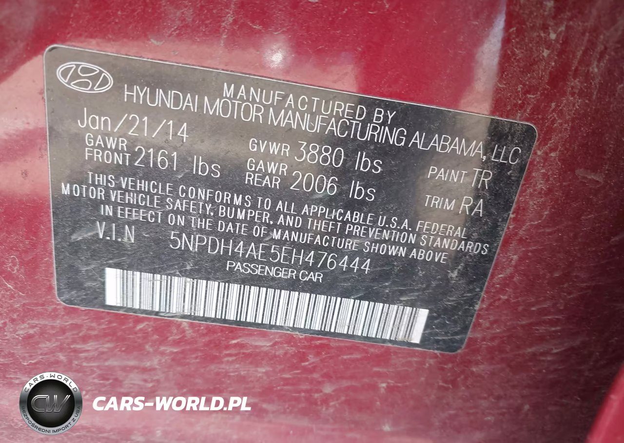 2014 Hyundai Elantra Limited VIN:5NPDH4AE5EH476444 - 9