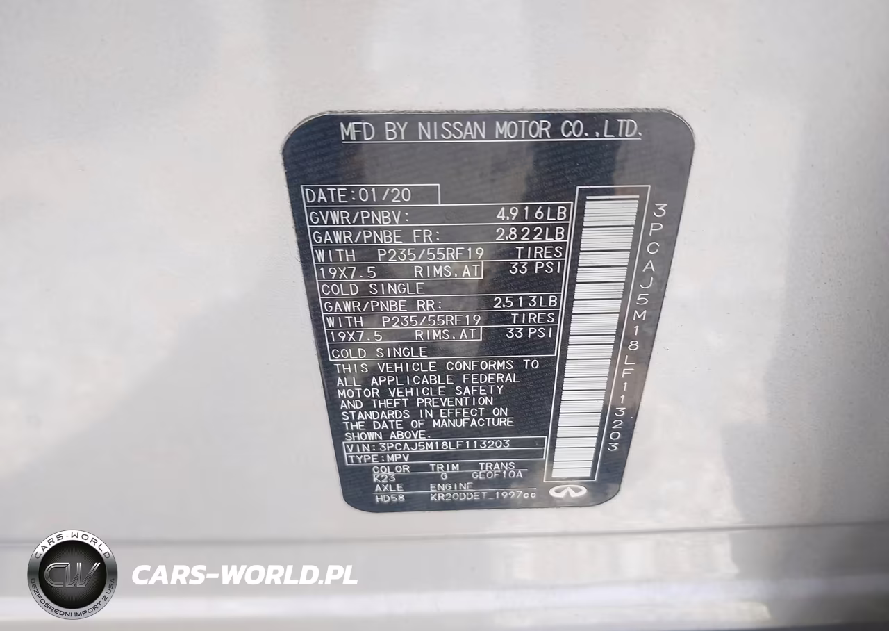 2020 Infiniti Qx50 Essential VIN:3PCAJ5M18LF113203 - 9