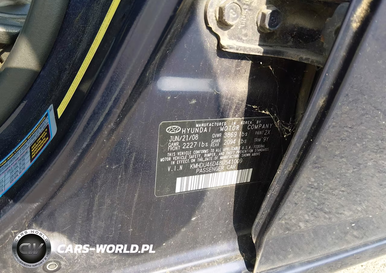 2008 Hyundai Elantra Gls-Se VIN:KMHDU46D48U541009 - 9