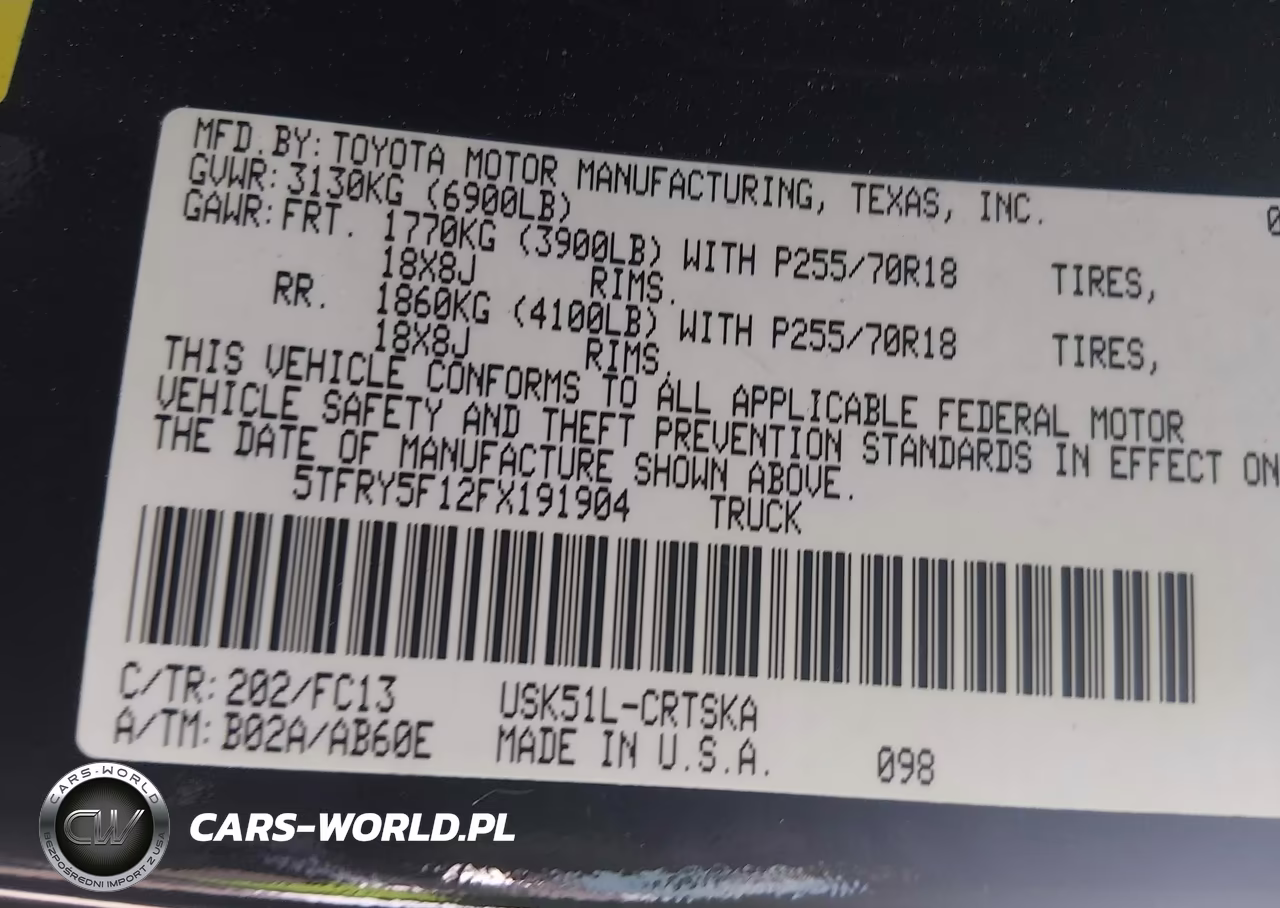 2015 Toyota Tundra Sr5 5.7L V8 VIN:5TFRY5F12FX191904 - 9