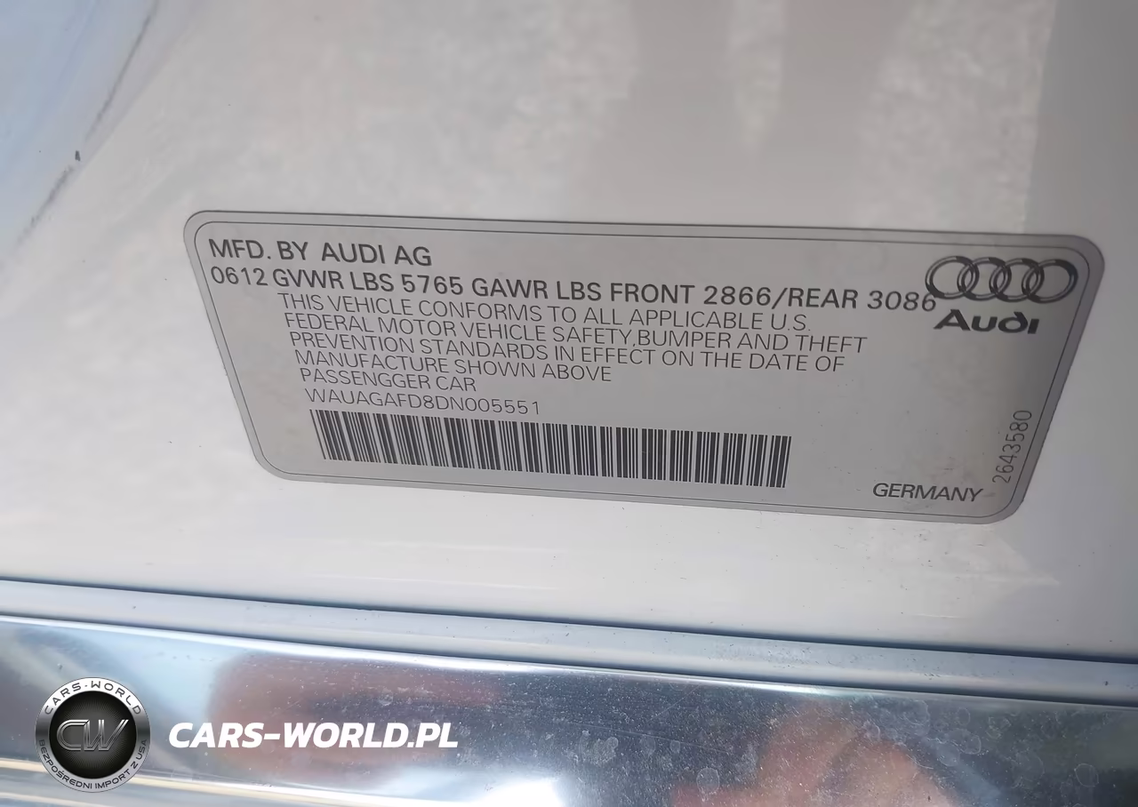 2013 Audi A8 3.0T VIN:WAUAGAFD8DN005551 - 9