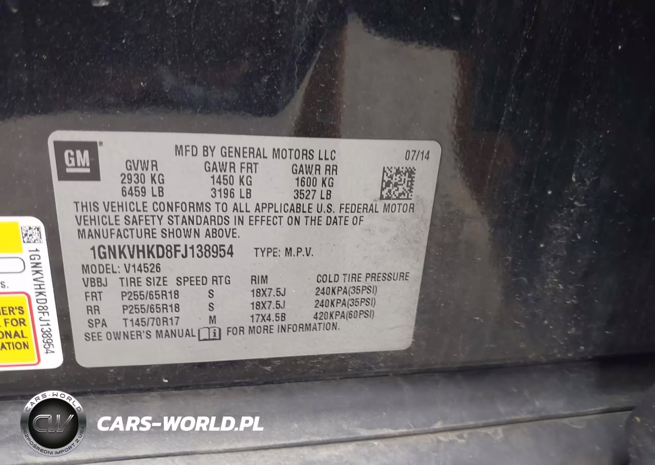 2015 Chevrolet Traverse Lt VIN:1GNKVHKD8FJ138954 - 9