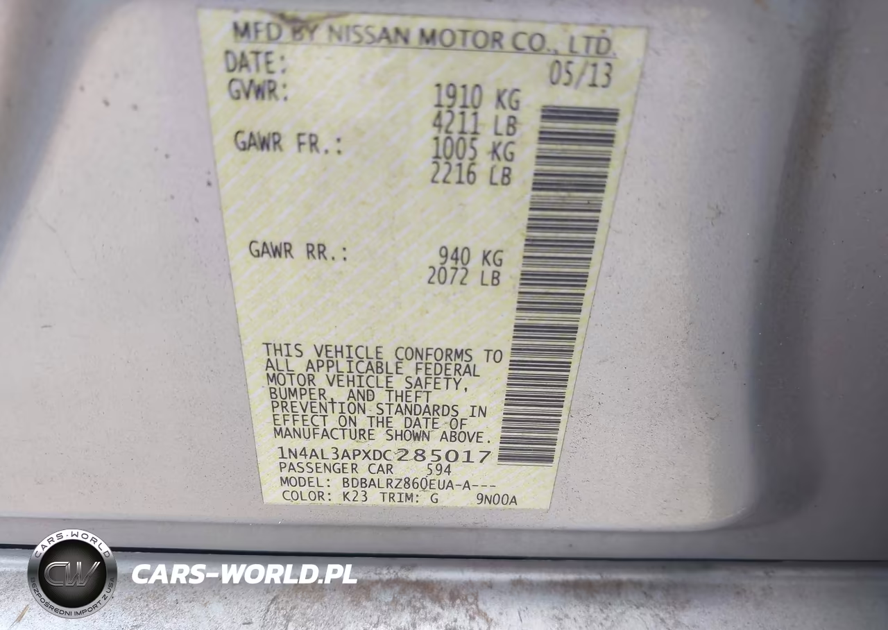 2013 Nissan Altima 2.5 S VIN:1N4AL3APXDC285017 - 9