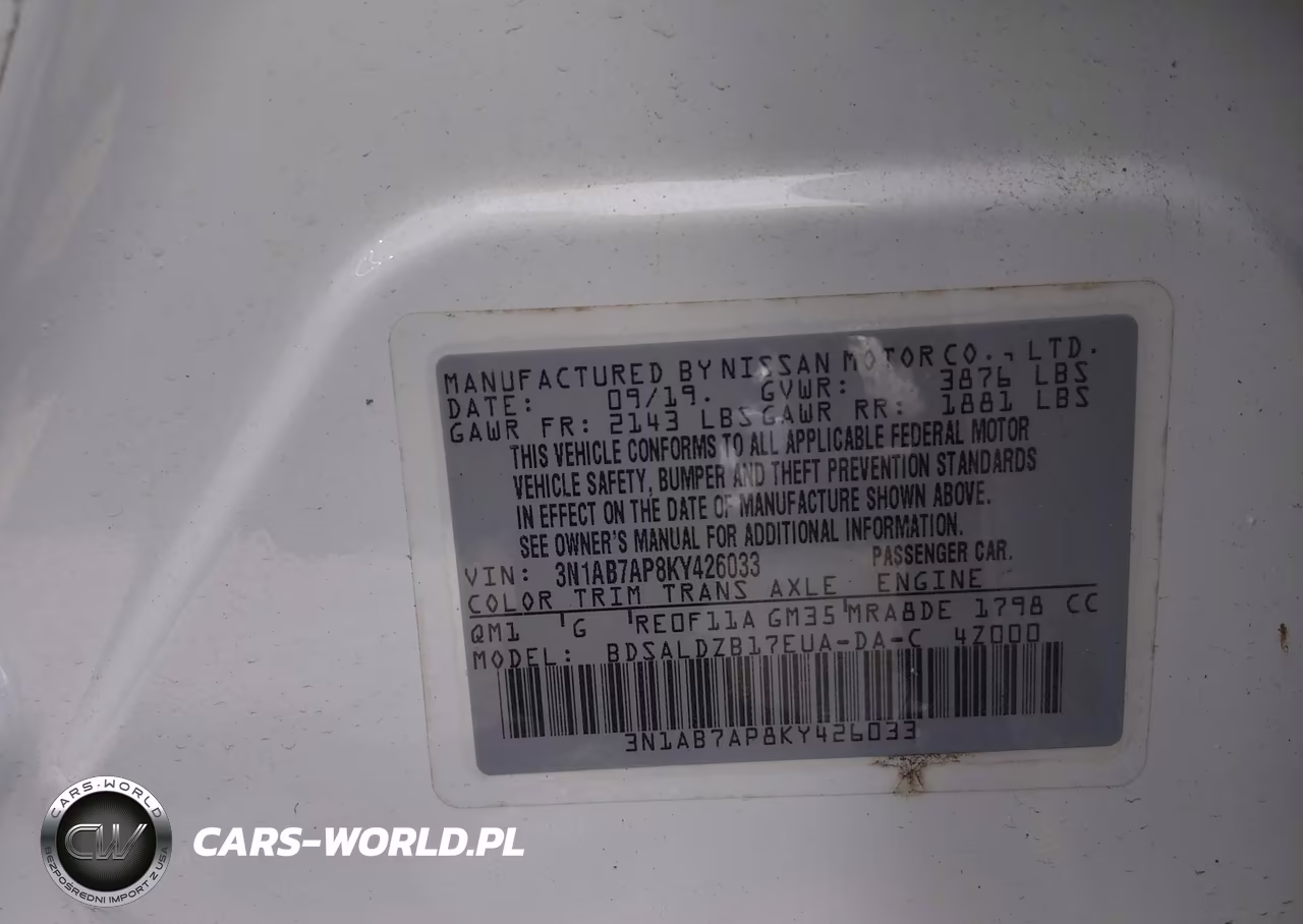 2019 Nissan Sentra Sv VIN:3N1AB7AP8KY426033 - 9
