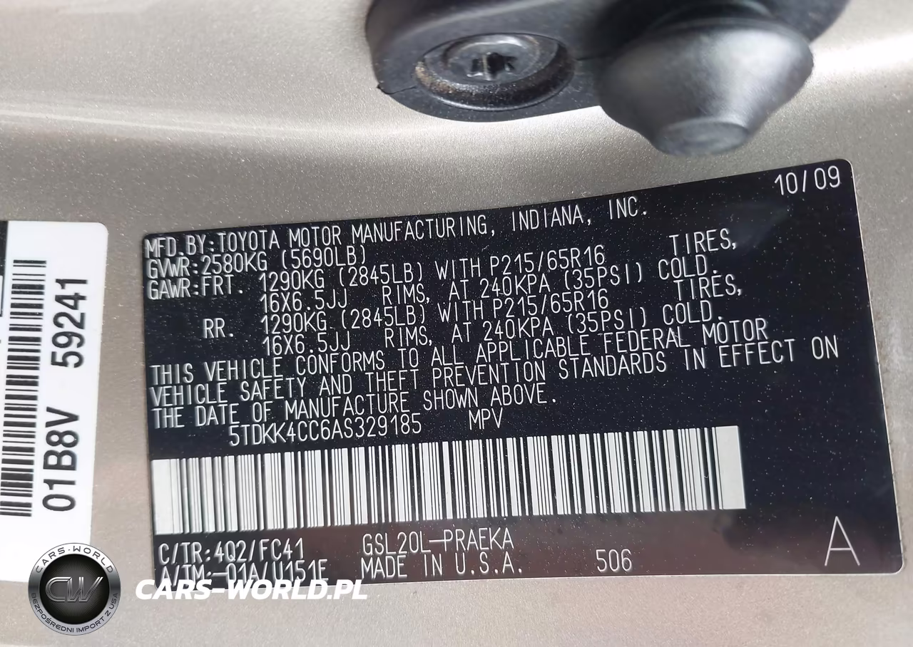 2010 Toyota Sienna Le VIN:5TDKK4CC6AS329185 - 9