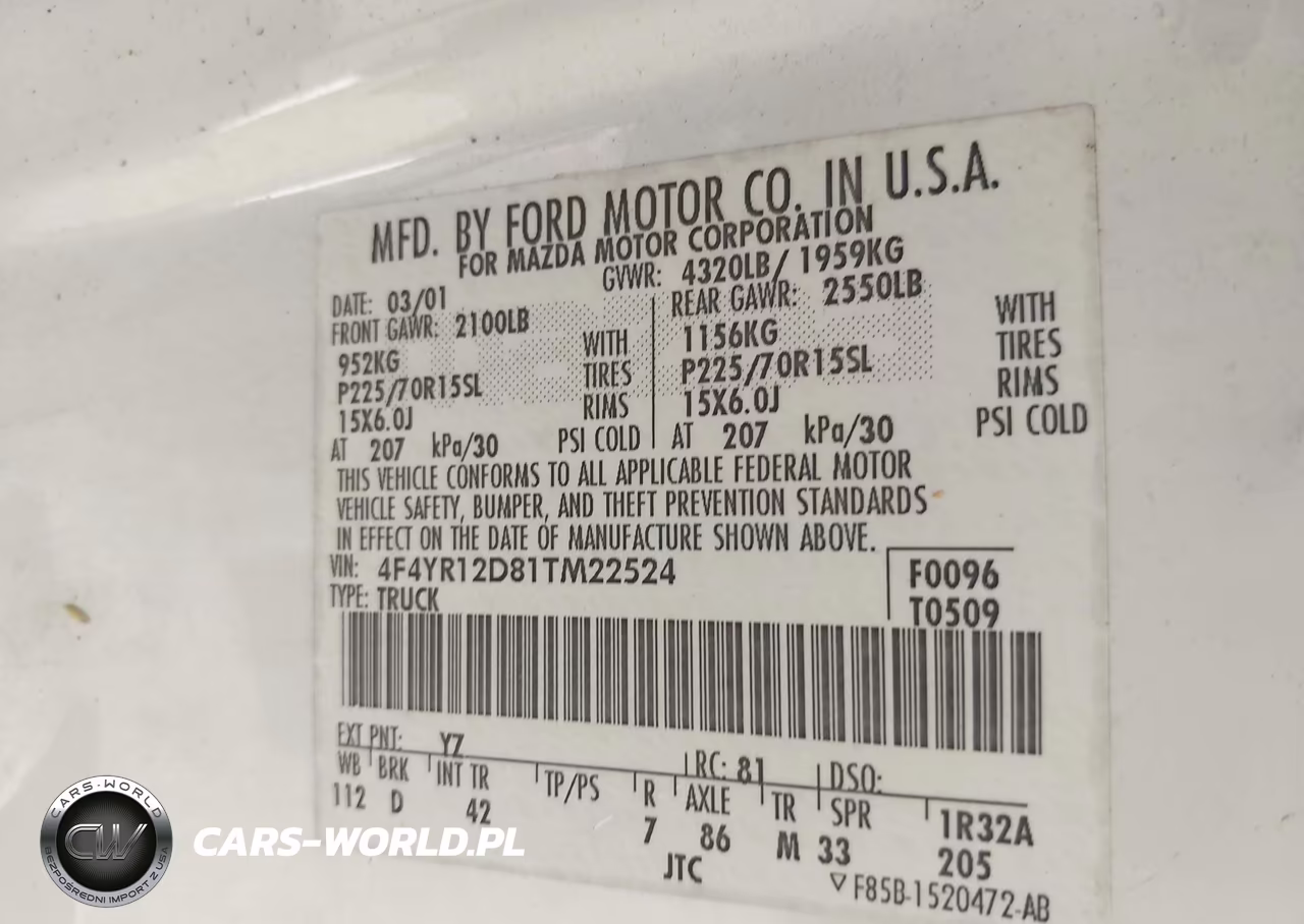2001 Mazda B2300 Se-Sx VIN:4F4YR12D81TM22524 - 9