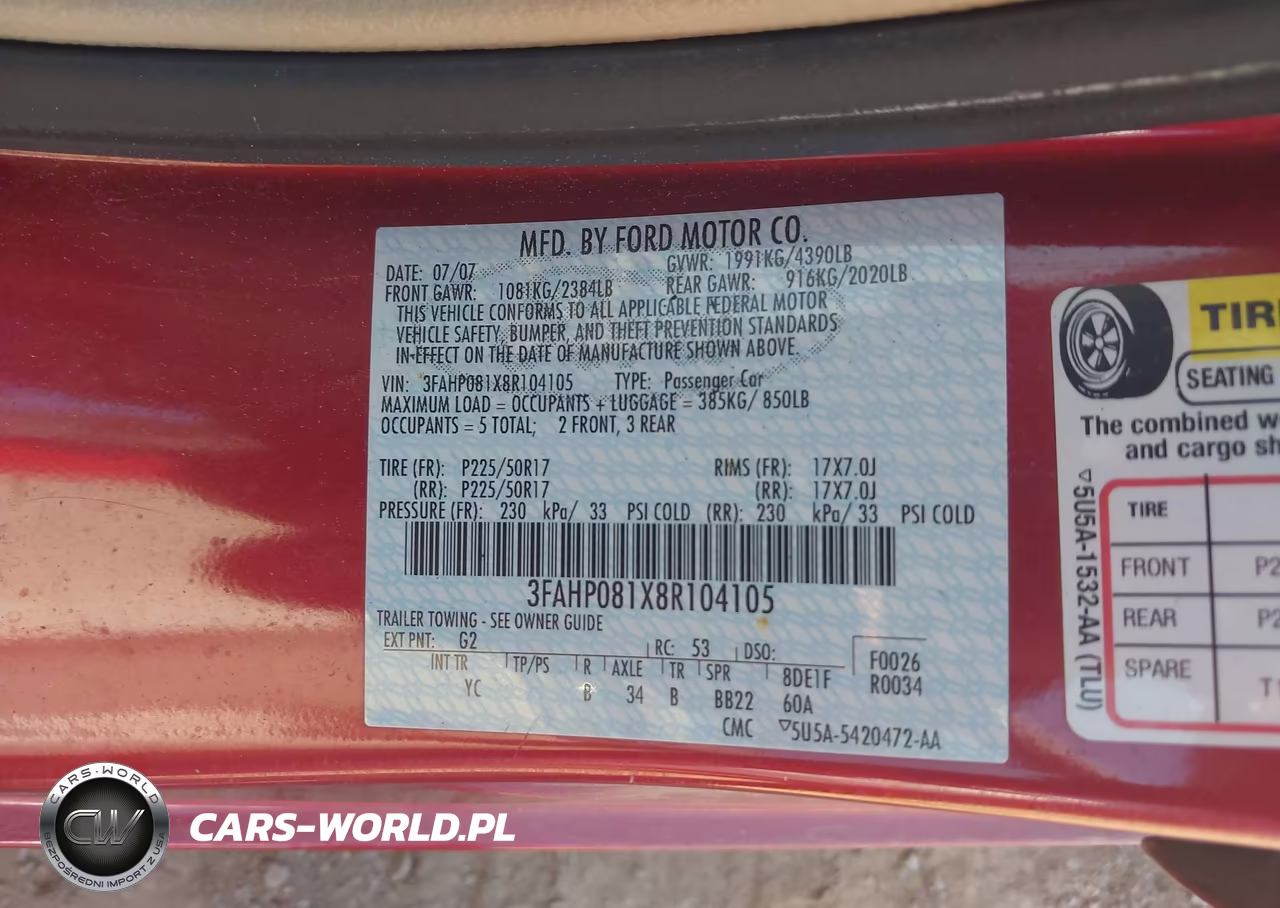 2008 Ford Fusion Sel VIN:3FAHP081X8R104105 - 9