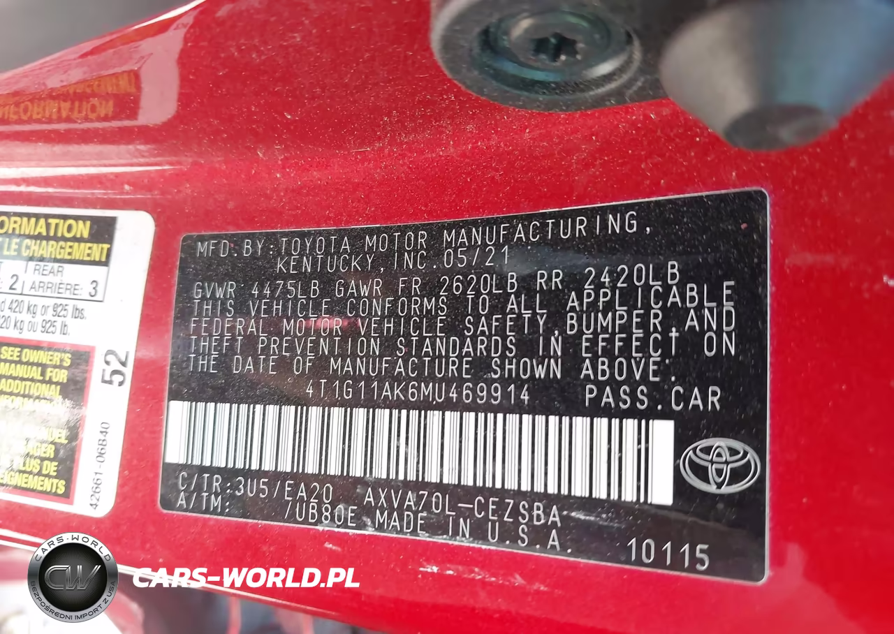 2021 Toyota Camry Se VIN:4T1G11AK6MU469914 - 9
