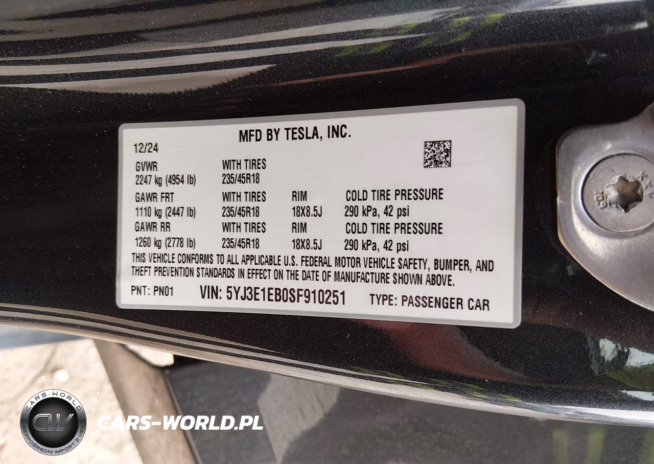 2025 Tesla Model 3 Long Range All-Wheel Drive VIN:5YJ3E1EB0SF910251 - 9