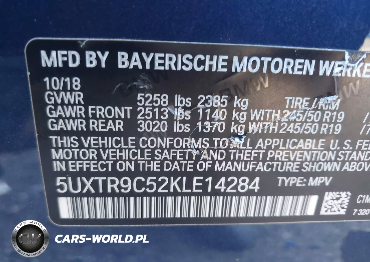 2019 BMW X3 xDrive30I VIN:5UXTR9C52KLE14284 - 9