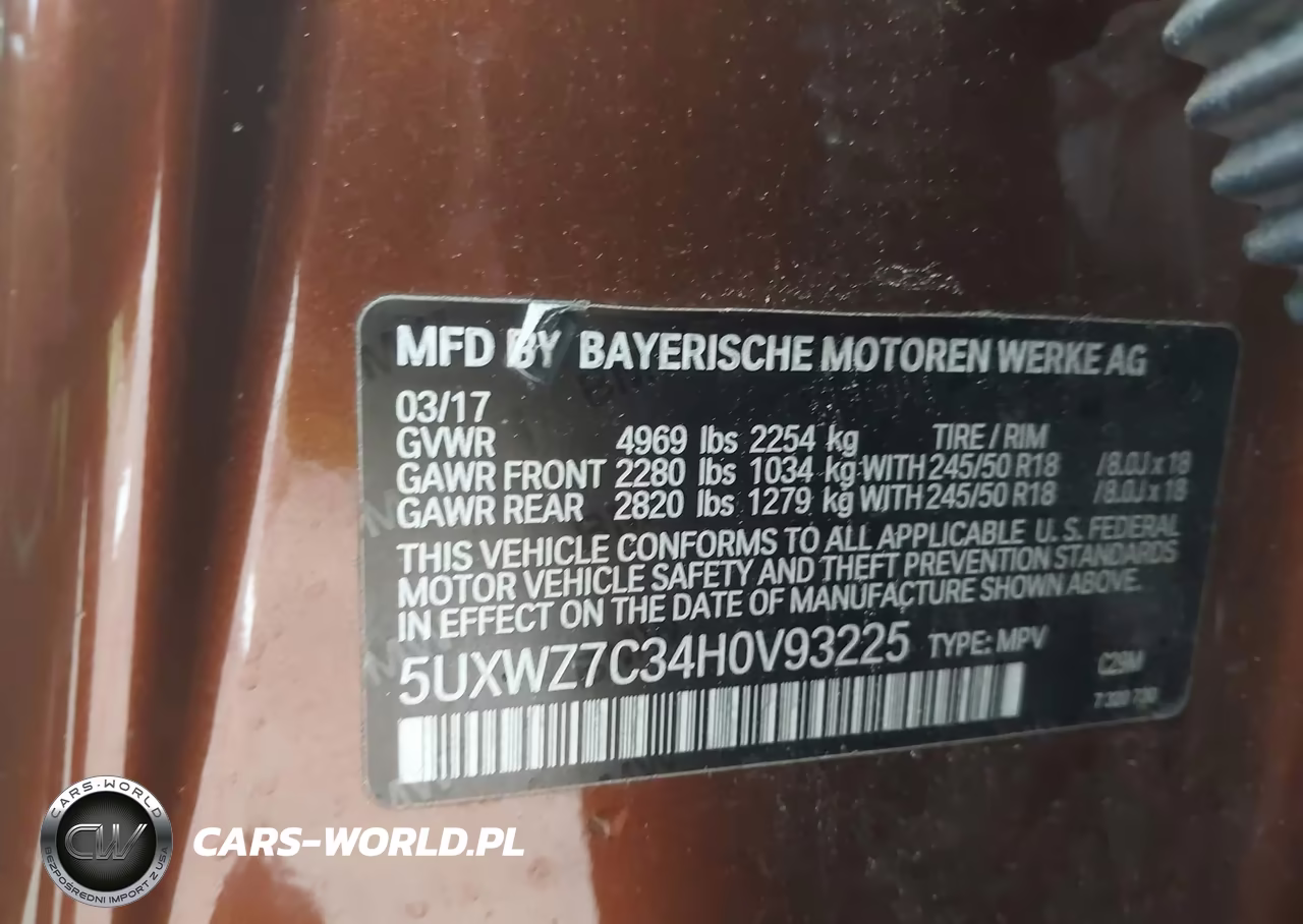 2017 BMW X3 Sdrive28I VIN:5UXWZ7C34H0V93225 - 9