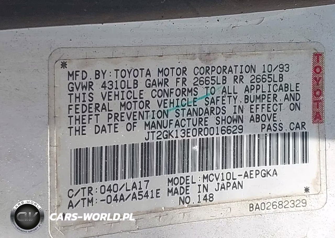 1994 Toyota Camry Xle VIN:JT2GK13E0R0016629 - 9