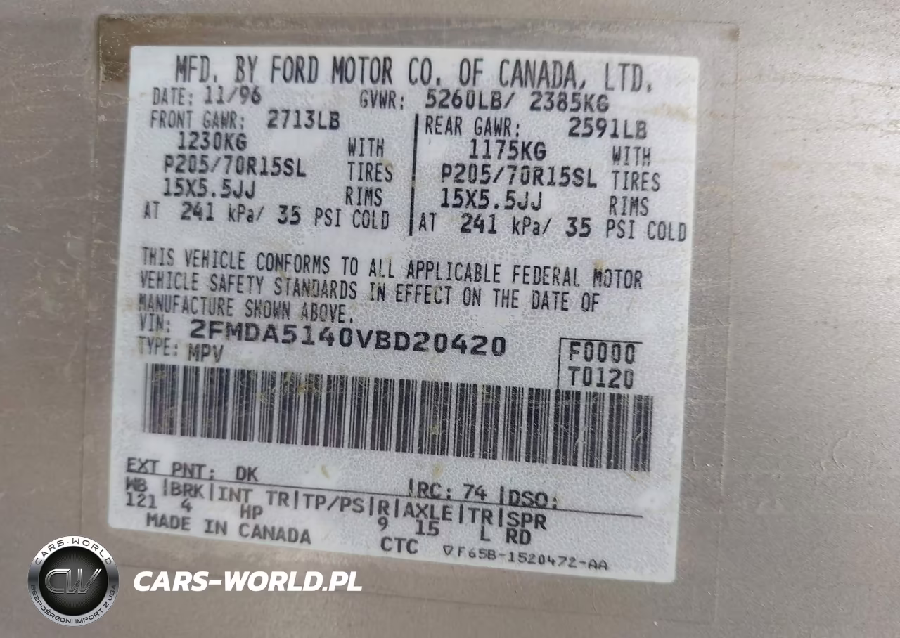 1997 Ford Windstar Gl-Lx VIN:2FMDA5140VBD20420 - 9