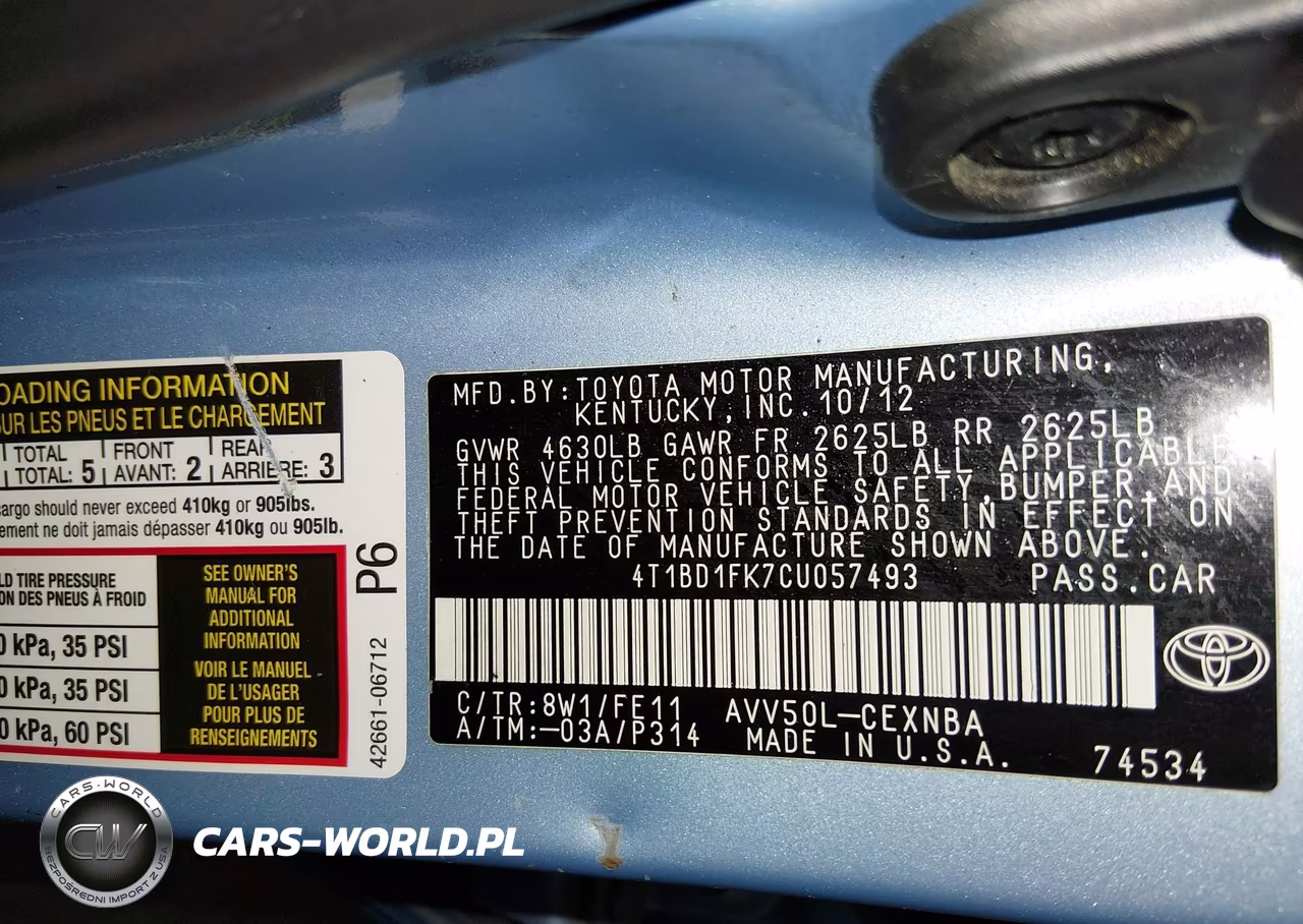 2012 Toyota Camry Hybrid Le VIN:4T1BD1FK7CU057493 - 9
