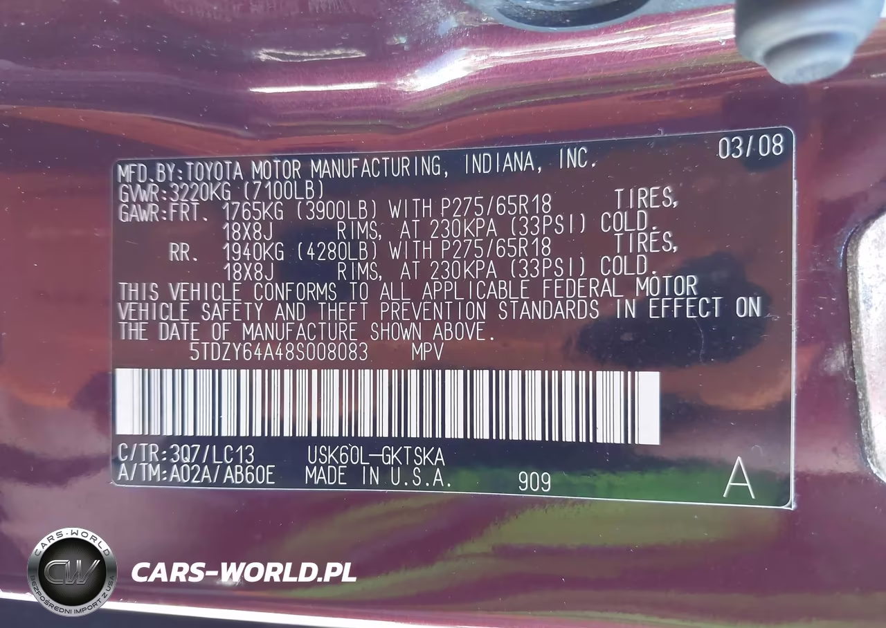2008 Toyota Sequoia Sr5 5.7L V8 VIN:5TDZY64A48S008083 - 9