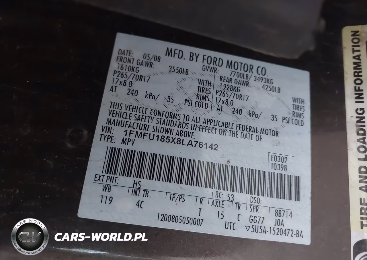 2008 Ford Expedition Eddie Bauer VIN:1FMFU185X8LA76142 - 9