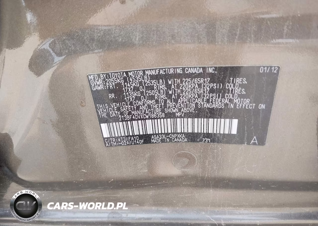 2012 Toyota Rav4 VIN:2T3BF4DVXCW186358 - 9