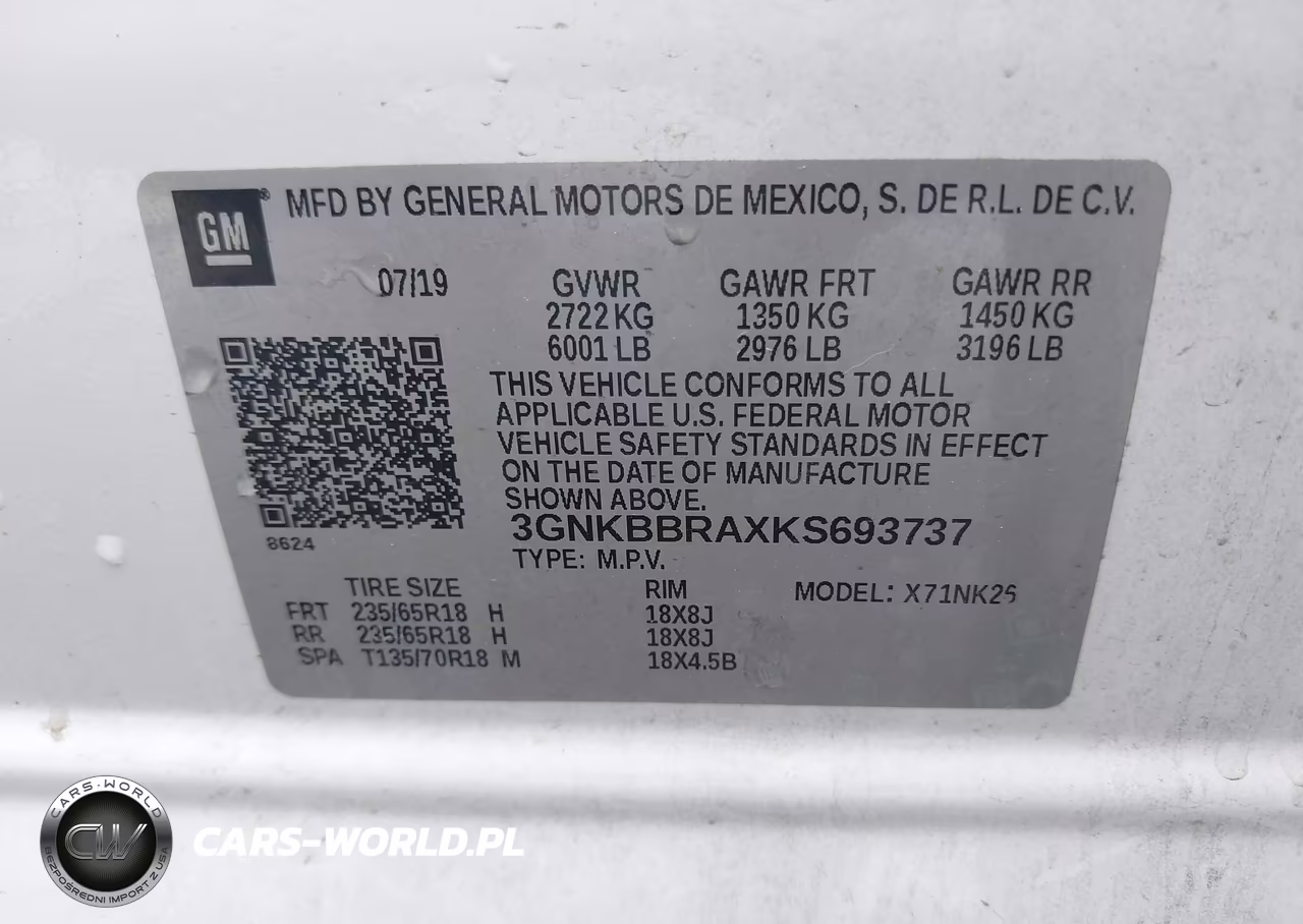 2019 Chevrolet Blazer VIN:3GNKBBRAXKS693737 - 9
