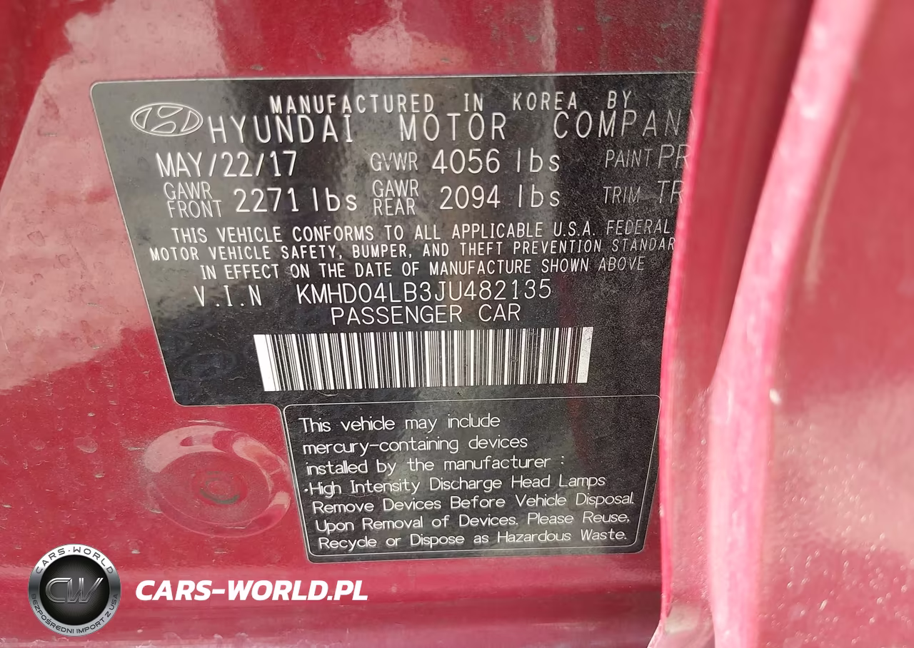 2018 Hyundai Elantra Sport VIN:KMHD04LB3JU482135 - 9