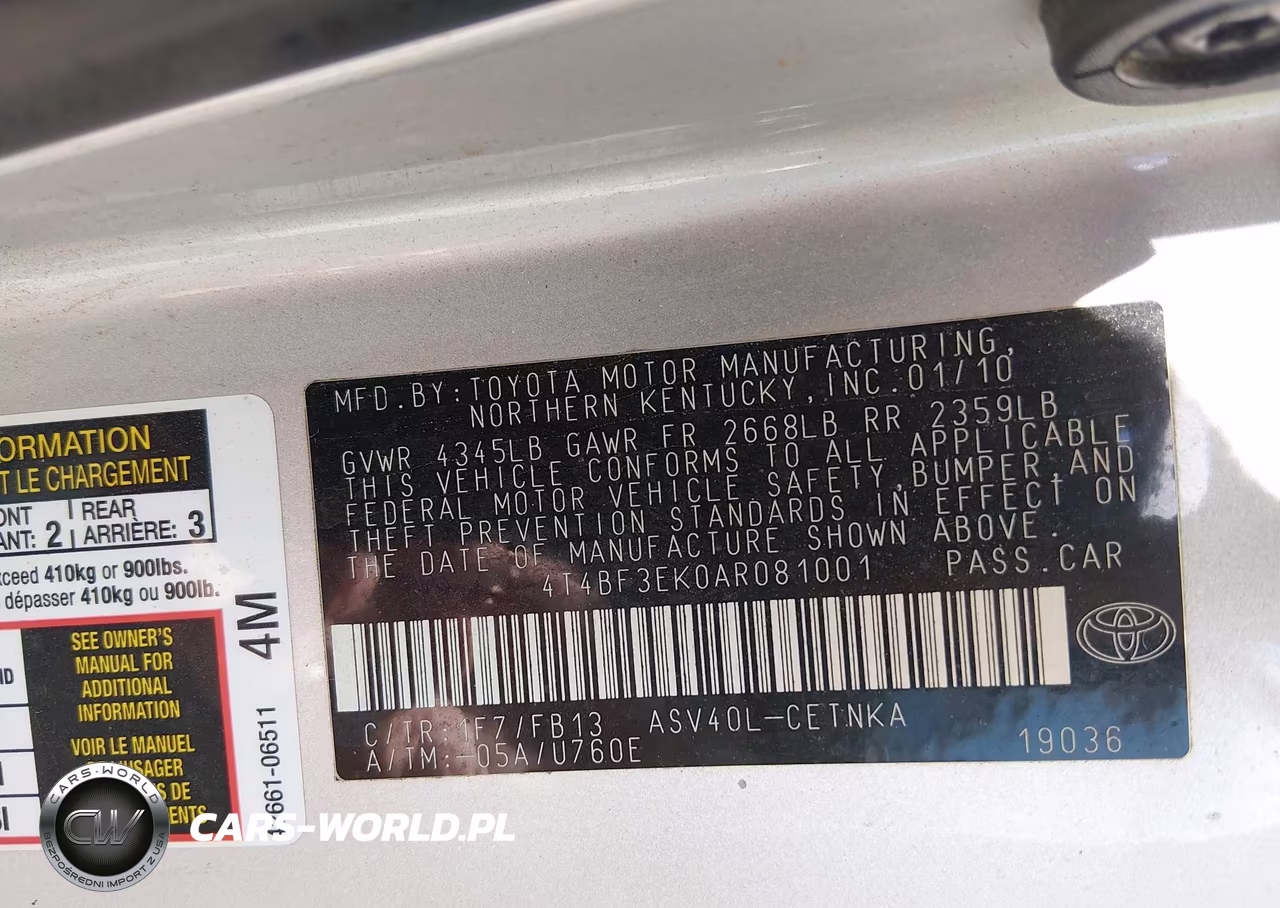 2010 Toyota Camry Le VIN:4T4BF3EK0AR081001 - 9